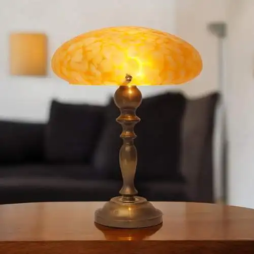 Art Nouveau Art Déco Schreibtischleuchte "ORANGE JAM" Einzelstück Messinglampe