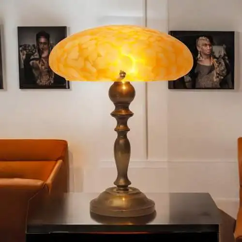 Art Nouveau Art Déco Schreibtischleuchte "ORANGE JAM" Einzelstück Messinglampe