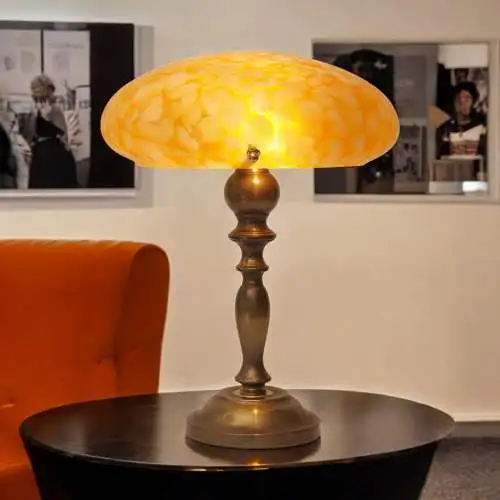 Art Nouveau Art Déco Schreibtischleuchte "ORANGE JAM" Einzelstück Messinglampe