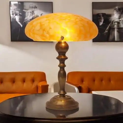 Art Nouveau Art Déco Schreibtischleuchte "ORANGE JAM" Einzelstück Messinglampe