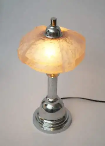 Original Art Déco Tischleuchte "SEIDNITZ" Chrom Bauhaus Schreibtisch Lampe