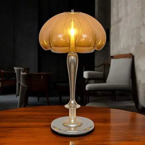 Italienische Design Tischleuchte "LOTO AMBRA" Unikat mid century 80 cm Lampe