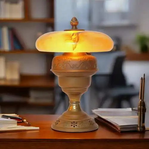 Art Déco Unikat Tischleuchte "BERNSDORF" Einzelstück Schreibtisch Messinglampe