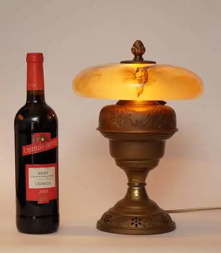 Art Déco Unikat Tischleuchte "BERNSDORF" Einzelstück Schreibtisch Messinglampe