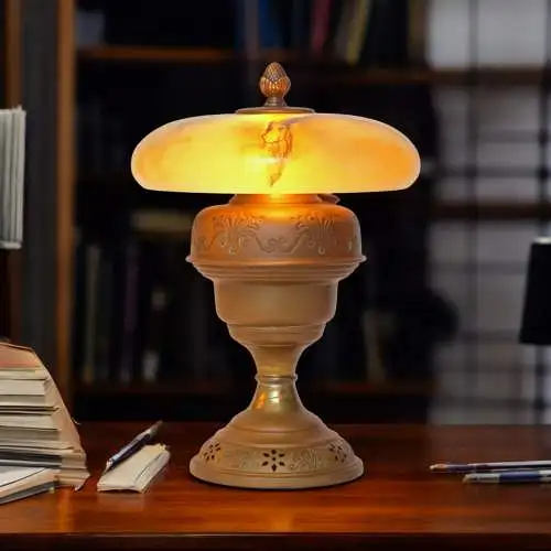 Art Déco Unikat Tischleuchte "BERNSDORF" Einzelstück Schreibtisch Messinglampe