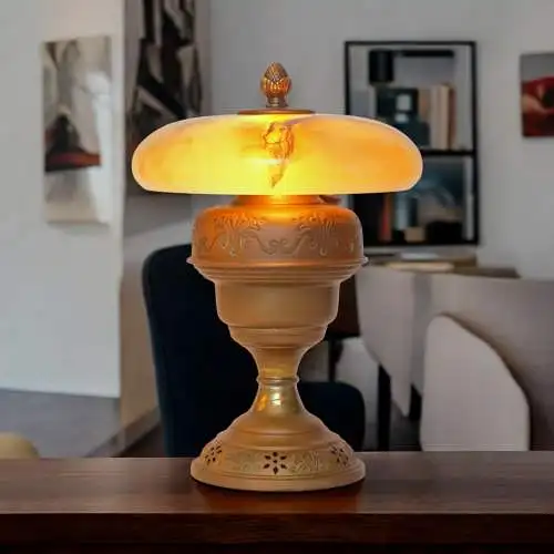 Art Déco Unikat Tischleuchte "BERNSDORF" Einzelstück Schreibtisch Messinglampe