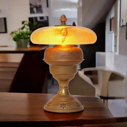 Art Déco Unikat Tischleuchte "BERNSDORF" Einzelstück Schreibtisch Messinglampe