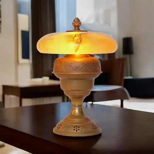 Art Déco Unikat Tischleuchte "BERNSDORF" Einzelstück Schreibtisch Messinglampe