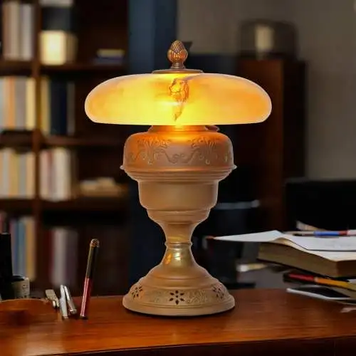 Art Déco Unikat Tischleuchte "BERNSDORF" Einzelstück Schreibtisch Messinglampe
