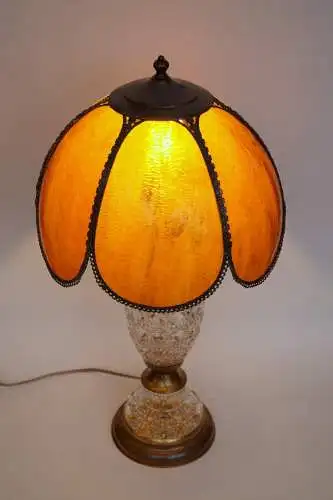 ART DECO Tischleuchte "AMBER SHINE" Bleikristall Tiffany Schreibtischlampe