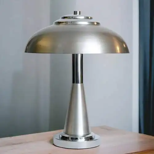 Lampe Bankerleuchte "LISSABON" Edelstahl 80s Schreibtischlampe Leuchte