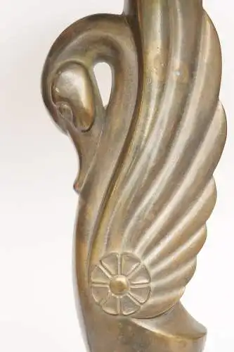 ART DECO Tischlampe "COLORED SWAN" Bronze Tiffanylampe Einzelstück
