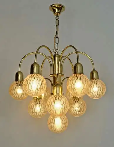 70er Jahre Lampe Design Deckenleuchte Sputnik Hängeleuchte Messing