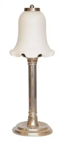 Lampe Jugendstil Shabby Chic versilbert Tischlampe weiß