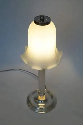 Lampe Jugendstil Shabby Chic versilbert Tischlampe weiß