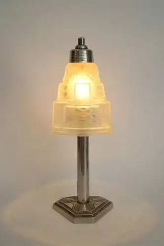 Art Deco Lampe Tischlämpchen "CRYSTAL TOWER" Tischlampe 1930 Leuchte