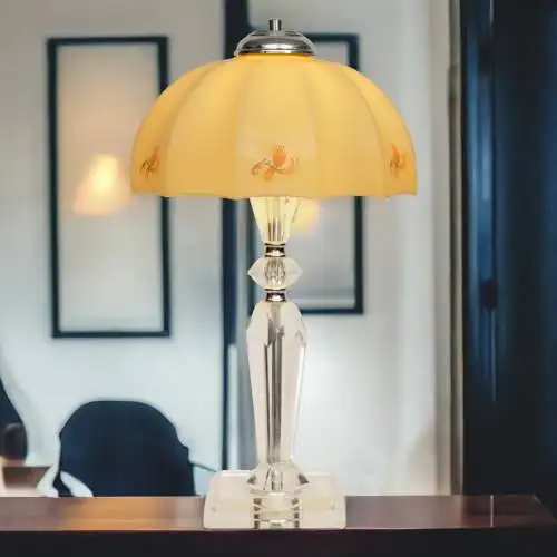 Jugendstil Kaffeehauslampe "LINZ" Bleikristall Tischlampe Unikat