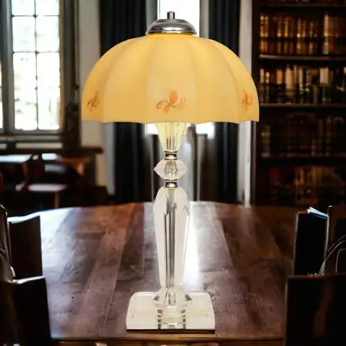 Jugendstil Kaffeehauslampe "LINZ" Bleikristall Tischlampe Unikat