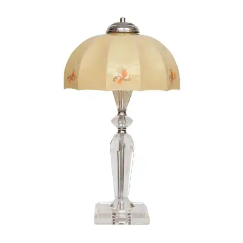 Jugendstil Kaffeehauslampe "LINZ" Bleikristall Tischlampe Unikat