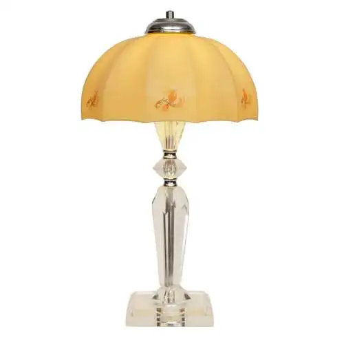 Jugendstil Kaffeehauslampe "LINZ" Bleikristall Tischlampe Unikat