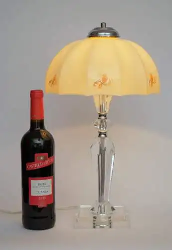 Jugendstil Kaffeehauslampe "LINZ" Bleikristall Tischlampe Unikat