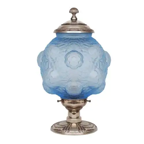 Wunderschöne Art Déco Tischleuchte "BLUE BLOOM" Unikat