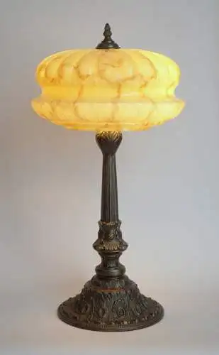 Jugendstil Lampe Tischleuchte "SANSSOUCI" Unikat Opalglas Leuchte