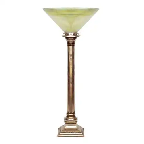 Art Deco Tischleuchte "VICTORY Einzelstück Messinglampe Nickel Unikat