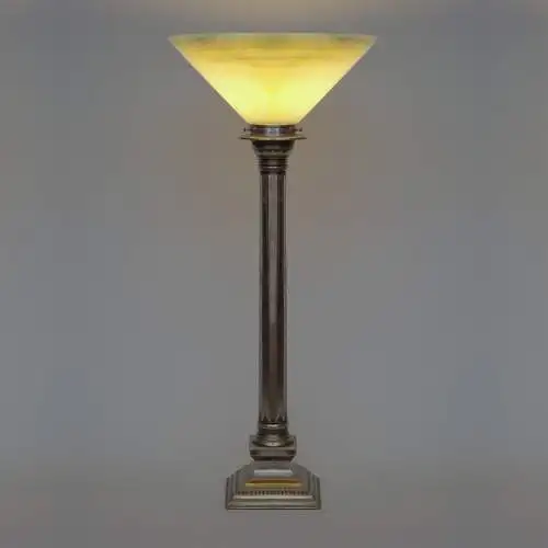 Art Deco Tischleuchte "VICTORY Einzelstück Messinglampe Nickel Unikat