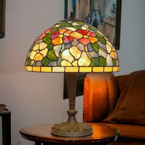 Jugendstil Tiffanyleuchte "LINZ" Tischlampe Lampe Tiffany