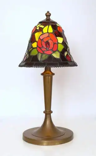 Jugendstil Tischleuchte Messinglampe Tiffany Unikat