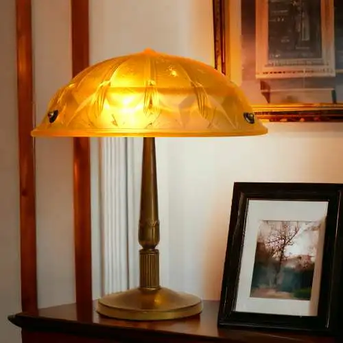 Art Deco Lampe Leuchte "BOSTON" Messinglampe 1930 Lampe Schreibtisch original