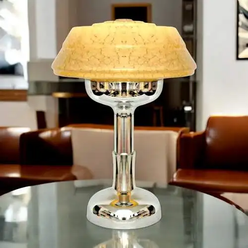 Murano Art Déco Lampe Leuchte Tischlampe Chrom Mid-Century vintage Tischleuchte 