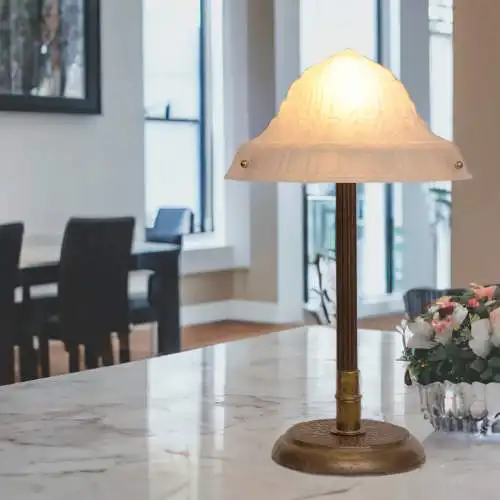 ART DÉCO Tischlampe "BOSTON GLOBE" Messinglampe Unikat