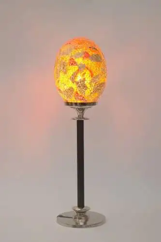 Art Deco Lampe Messing Tischleuchte "GOLDEN EI DREI" Tischlampe Nickel Leuchte
