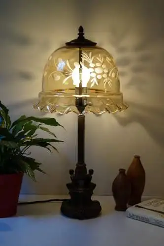 Jugendstil Lampe Prunk Tischleuchte "MENAGÉ À TROIS" 1920 Leuchte