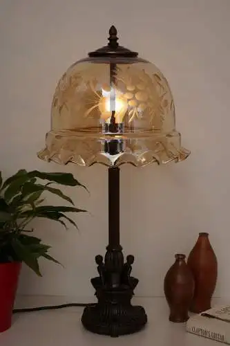 Jugendstil Lampe Prunk Tischleuchte "MENAGÉ À TROIS" 1920 Leuchte