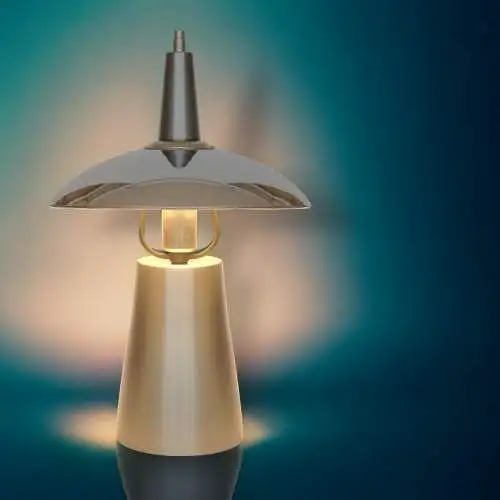 Design Lampe Tischleuchte "KOPERNIKUS" Chrom Tischleuchte Messing Sammlerstück