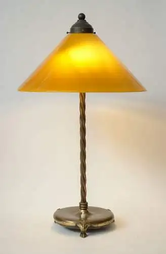 Art Deco Lampe Bankerlampe Schreibtischleuchte Messinglampe 1930 Cognac