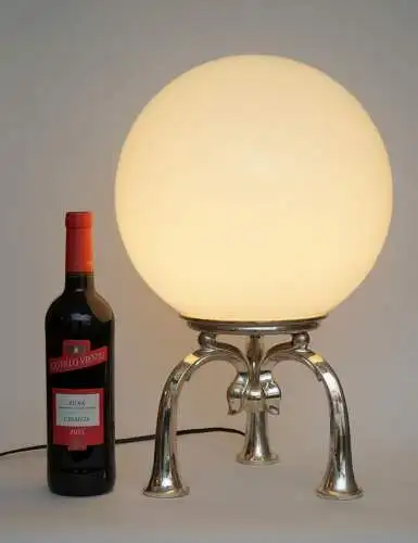 Design Lampe "THE GLOBE" Einzelstück Messinglampe Berlin versilbert Leuchte