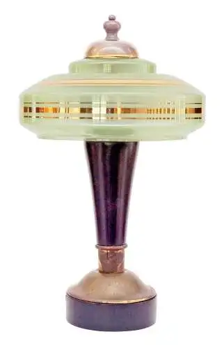 Art Deco Lampe Design Tischleuchte "GOLDEN GREEN" Unikat Sammlerstück Leuchte