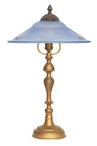 Art Deco Lampe Tischleuchte "BLUE LINE" Messinglampe Einzelstück Schreibtisch