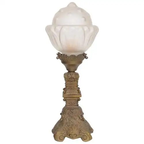Original JUGENDSTIL Tischleuchte "GOLDEN ACORN" Messinglampe 1920