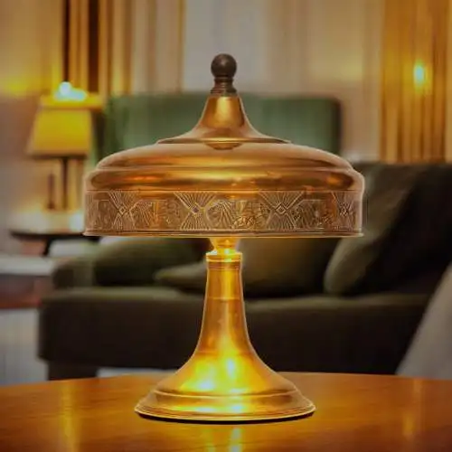Sehr kleine original Art Déco Tischleuchte "SCHWANHEIM" Messinglampe Tischlampe