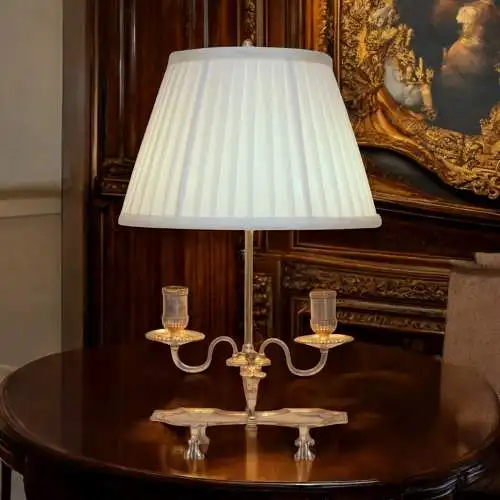 Französische Bouillotte Tischleuchte versibert 1940er Tischlampe