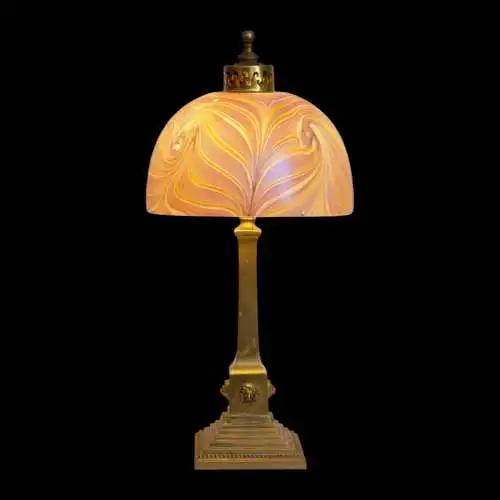 Art Déco Lampe Schreibtischleuchte "DAZZLING PEARL" Messinglampe