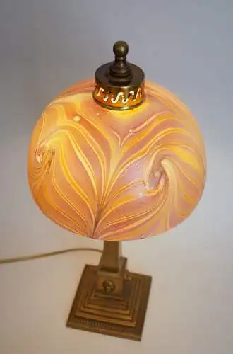 Art Déco Lampe Schreibtischleuchte "DAZZLING PEARL" Messinglampe