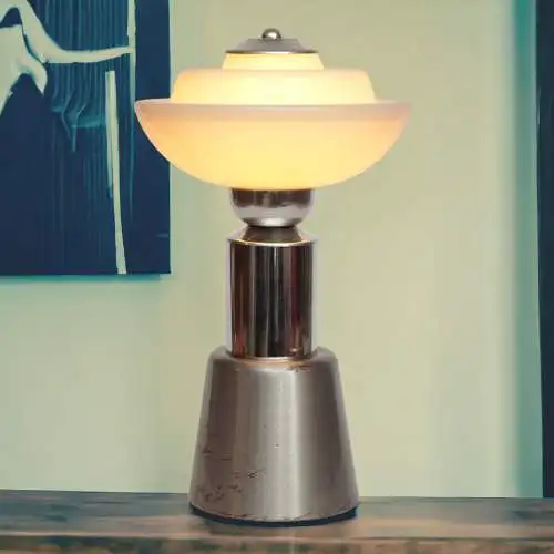 Bauhaus Tischleuchte "PEGASUS" Unikat Schreibtischleuchte Chrom midcenturymodern