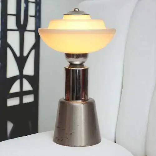 Bauhaus Tischleuchte "PEGASUS" Unikat Schreibtischleuchte Chrom midcenturymodern