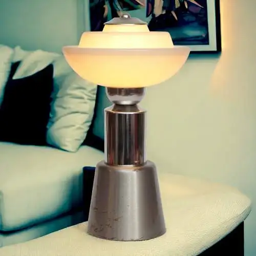 Bauhaus Tischleuchte "PEGASUS" Unikat Schreibtischleuchte Chrom midcenturymodern